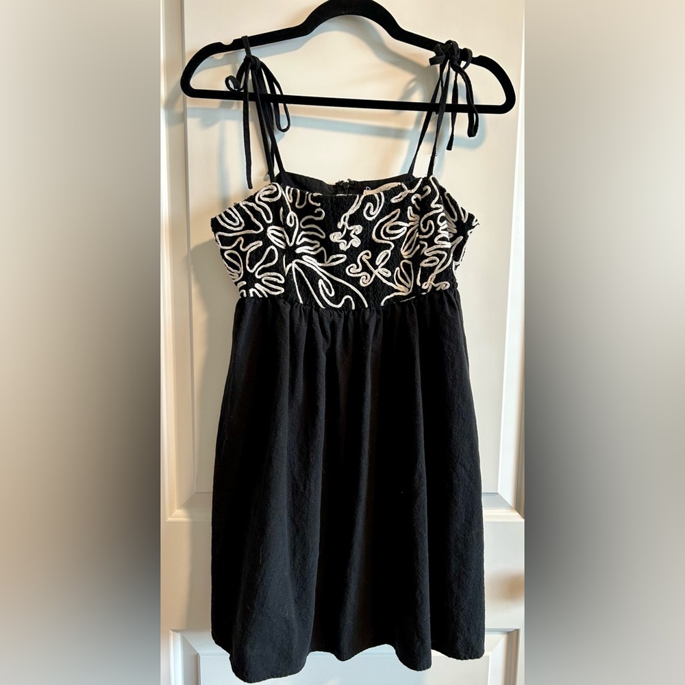 Black and White Embroidered Dress